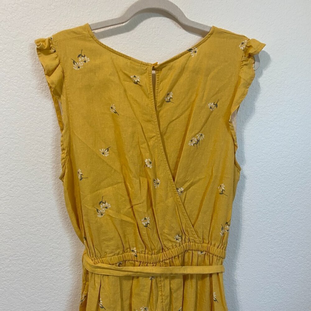Old Navy Sleeveless Linen Yellow Floral Romper XL - Picture 5 of 9